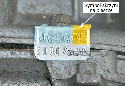 Symbol skrzyni biegów JC5 na blaszce 4