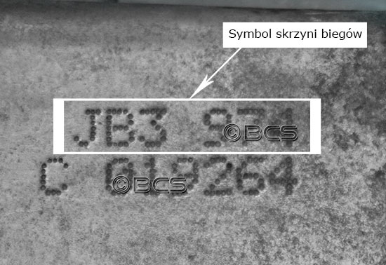 Symbol skrzyni biegów JB3 wypalony elektroiskrowo 4