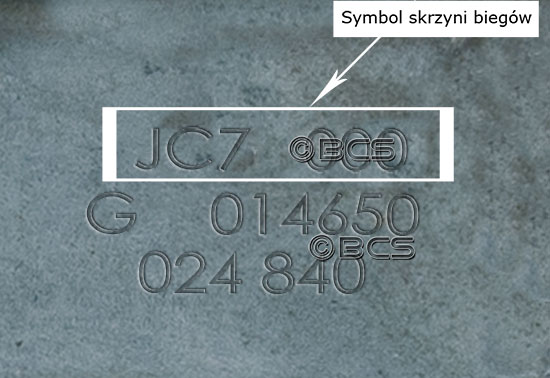 Symbol skrzyni biegów JC7 4