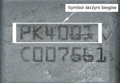 Symbol skrzyni biegów PK4 4