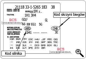 Nalepka identyfikacyjna VW przykład 1