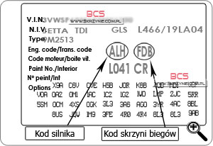 Nalepka identyfikacyjna VW przykład 3