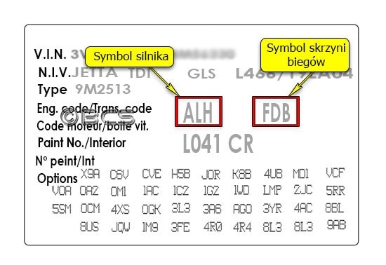 Nalepka identyfikacyjna AUDI przykład 2