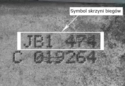 Symbol skrzyni biegów JB1 wypalony elektroiskrowo 4